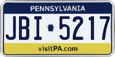 PA license plate JBI5217