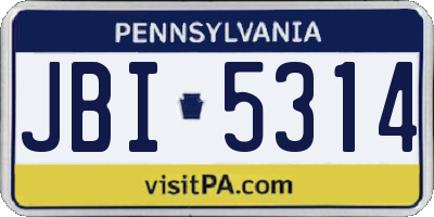 PA license plate JBI5314