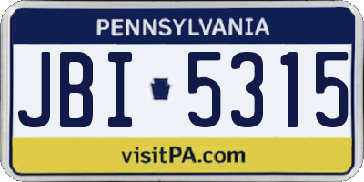 PA license plate JBI5315