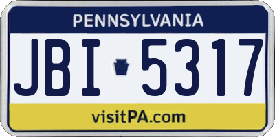 PA license plate JBI5317