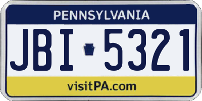 PA license plate JBI5321