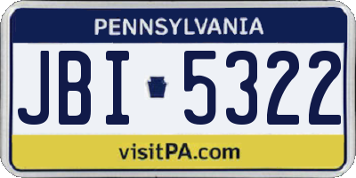 PA license plate JBI5322