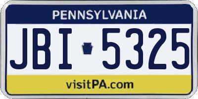 PA license plate JBI5325