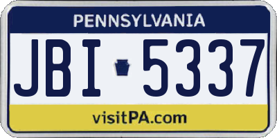 PA license plate JBI5337