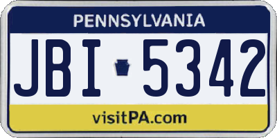 PA license plate JBI5342