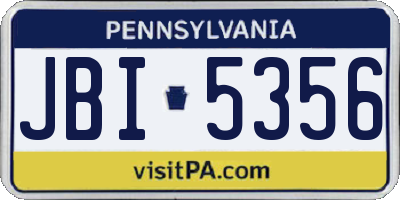 PA license plate JBI5356