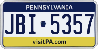 PA license plate JBI5357