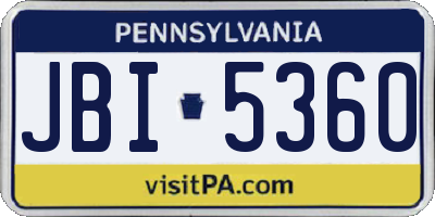 PA license plate JBI5360