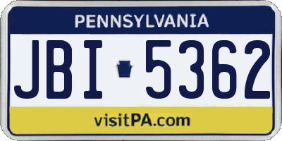 PA license plate JBI5362