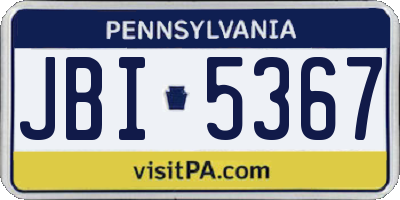 PA license plate JBI5367