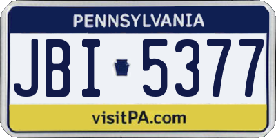 PA license plate JBI5377