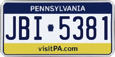 PA license plate JBI5381