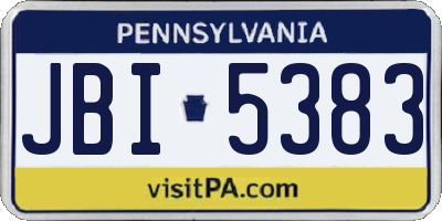 PA license plate JBI5383