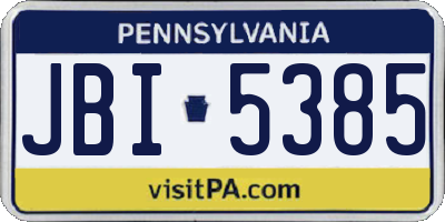 PA license plate JBI5385