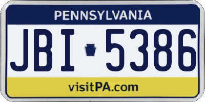 PA license plate JBI5386