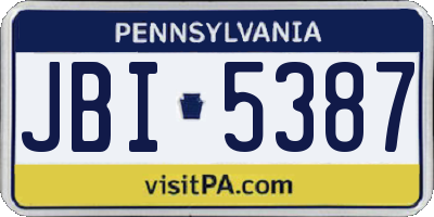 PA license plate JBI5387