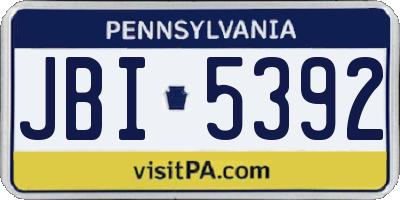 PA license plate JBI5392