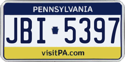 PA license plate JBI5397