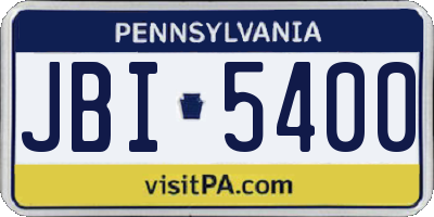 PA license plate JBI5400