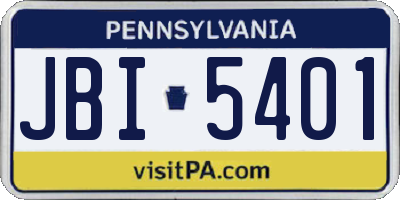 PA license plate JBI5401