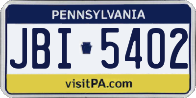 PA license plate JBI5402