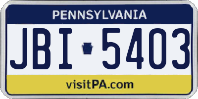 PA license plate JBI5403