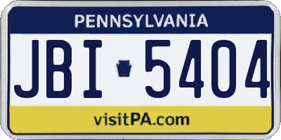 PA license plate JBI5404