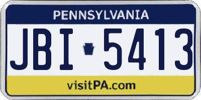 PA license plate JBI5413