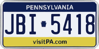 PA license plate JBI5418