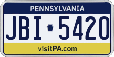 PA license plate JBI5420