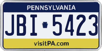 PA license plate JBI5423