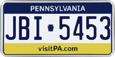 PA license plate JBI5453
