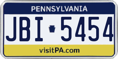 PA license plate JBI5454