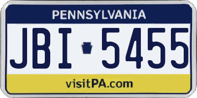 PA license plate JBI5455