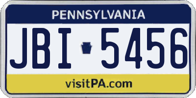 PA license plate JBI5456