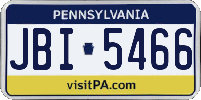 PA license plate JBI5466