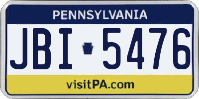 PA license plate JBI5476