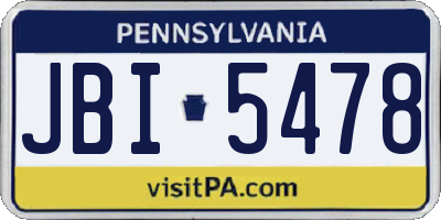 PA license plate JBI5478