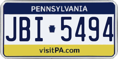 PA license plate JBI5494