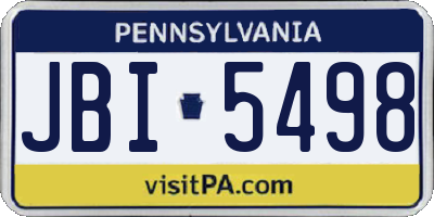 PA license plate JBI5498