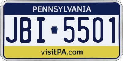 PA license plate JBI5501