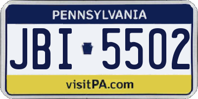 PA license plate JBI5502