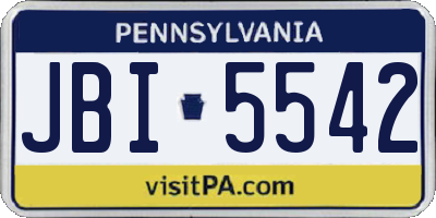 PA license plate JBI5542