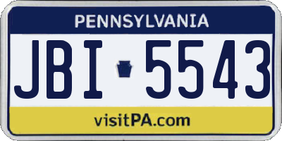 PA license plate JBI5543