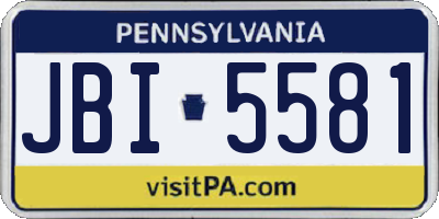 PA license plate JBI5581