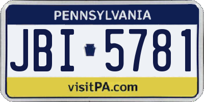 PA license plate JBI5781