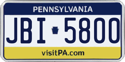 PA license plate JBI5800