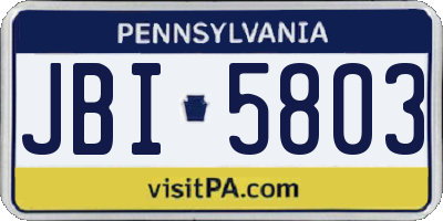 PA license plate JBI5803