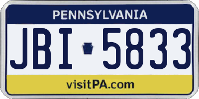 PA license plate JBI5833