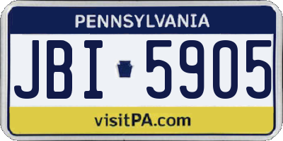 PA license plate JBI5905